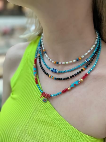 İnci Miyuki Kolye (renkli )