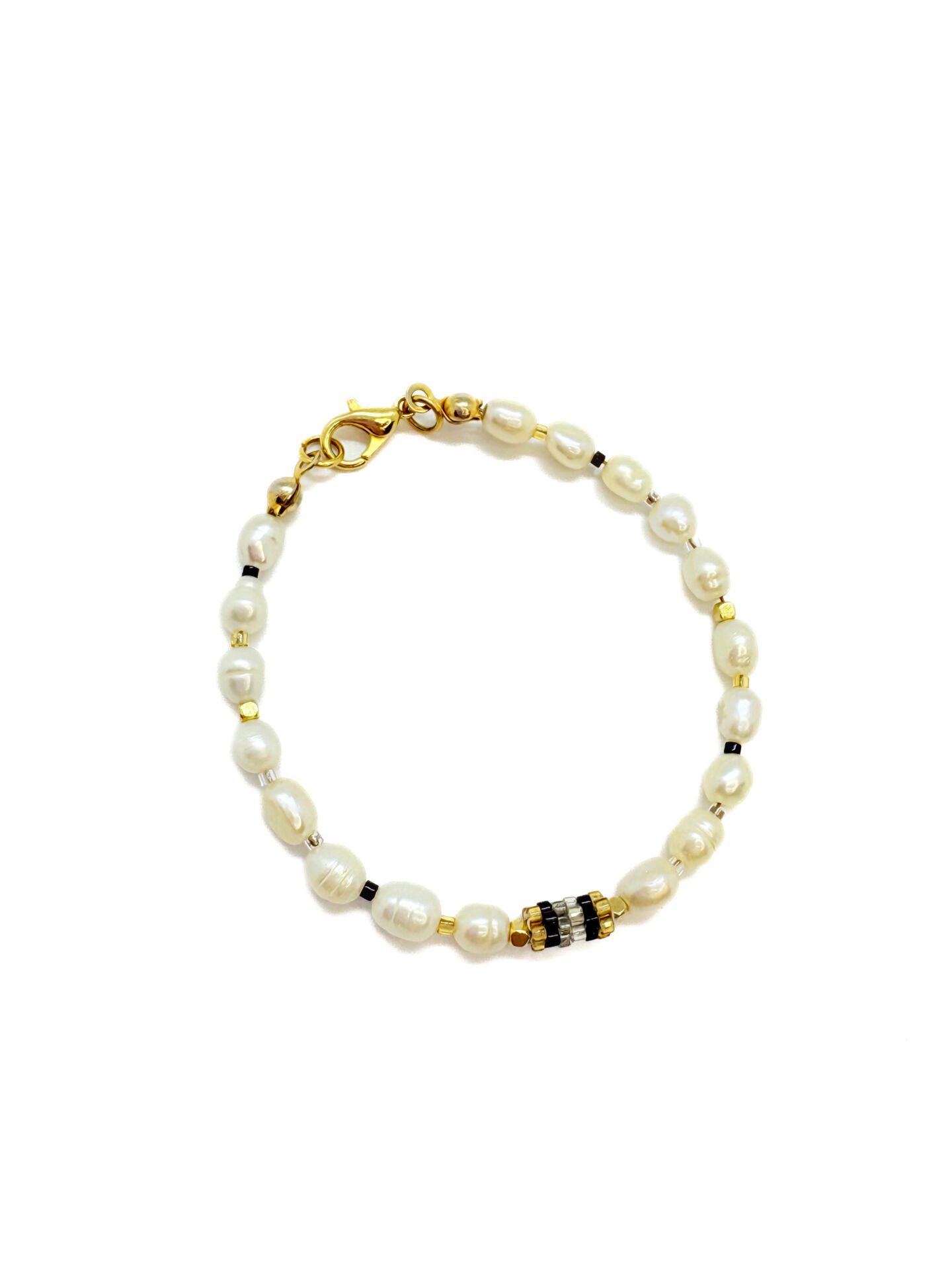 İnci Miyuki Bileklik (siyah-gold-gümüş)
