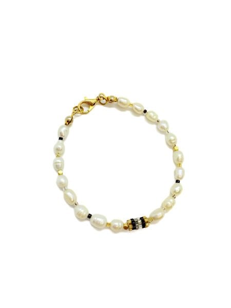 İnci Miyuki Bileklik (siyah-gold-gümüş)