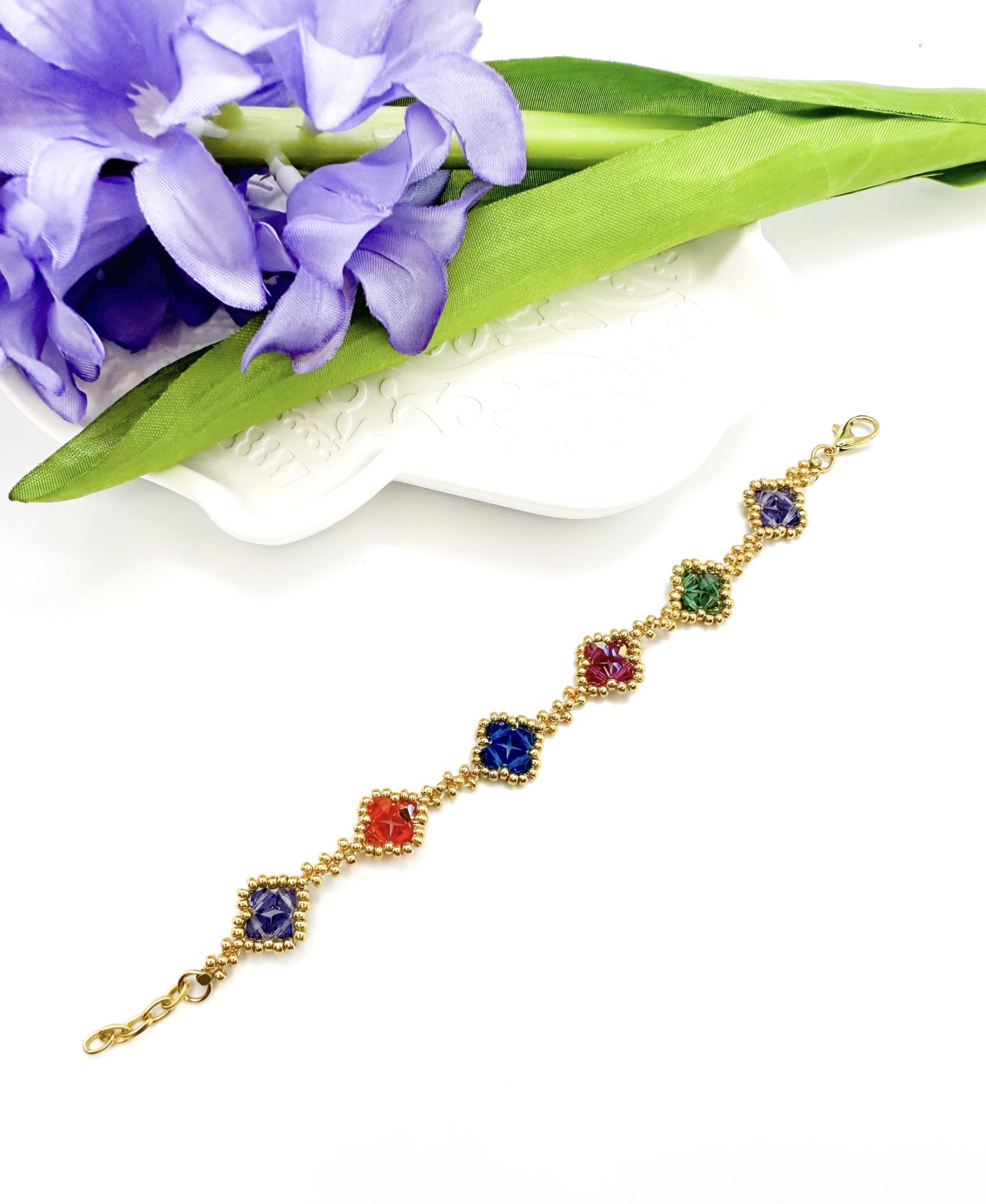 Yonca Swarovski Miyuki Bileklik (renkli)