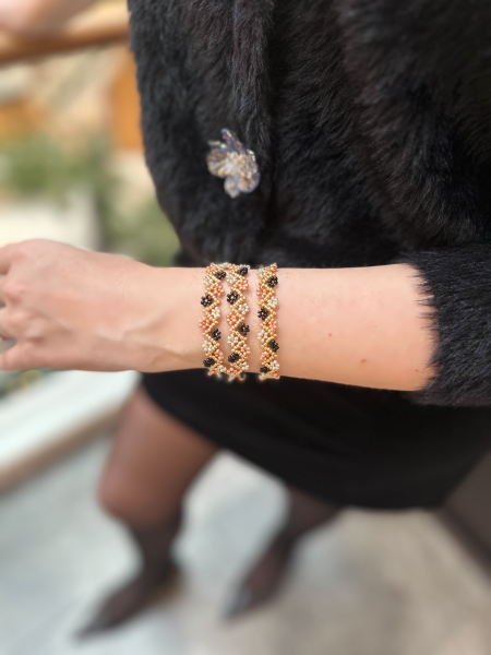 Çiçek Miyuki Bileklik (gold-gümüş-rose)