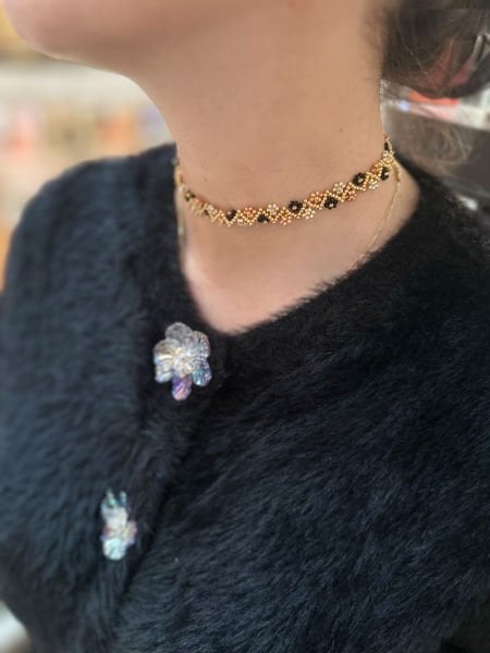 Çiçek Miyuki Choker (gold-gümüş-rose)