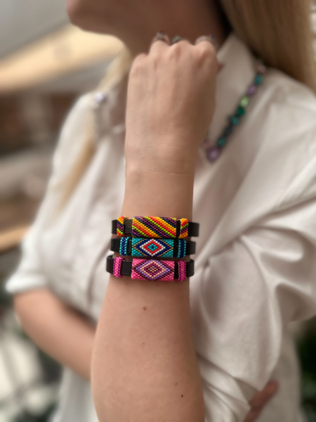 Kalın Deri Miyuki Bileklik (mavi)