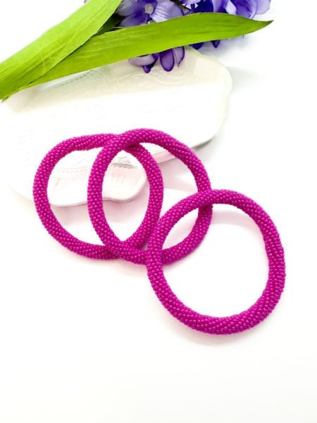 Düz Fuşya Pembe Bohem Bileklik