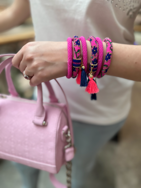 Düz Fuşya Pembe Bohem Bileklik