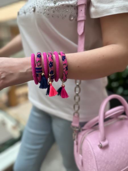 Düz Fuşya Pembe Bohem Bileklik