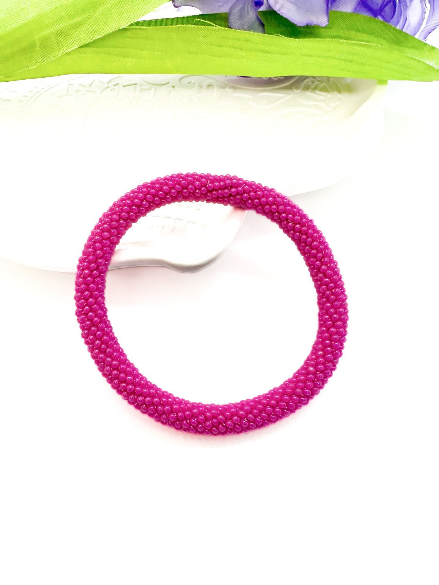 Düz Fuşya Pembe Bohem Bileklik