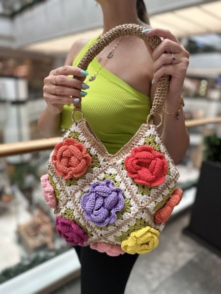 Çiçek Renkli Çanta