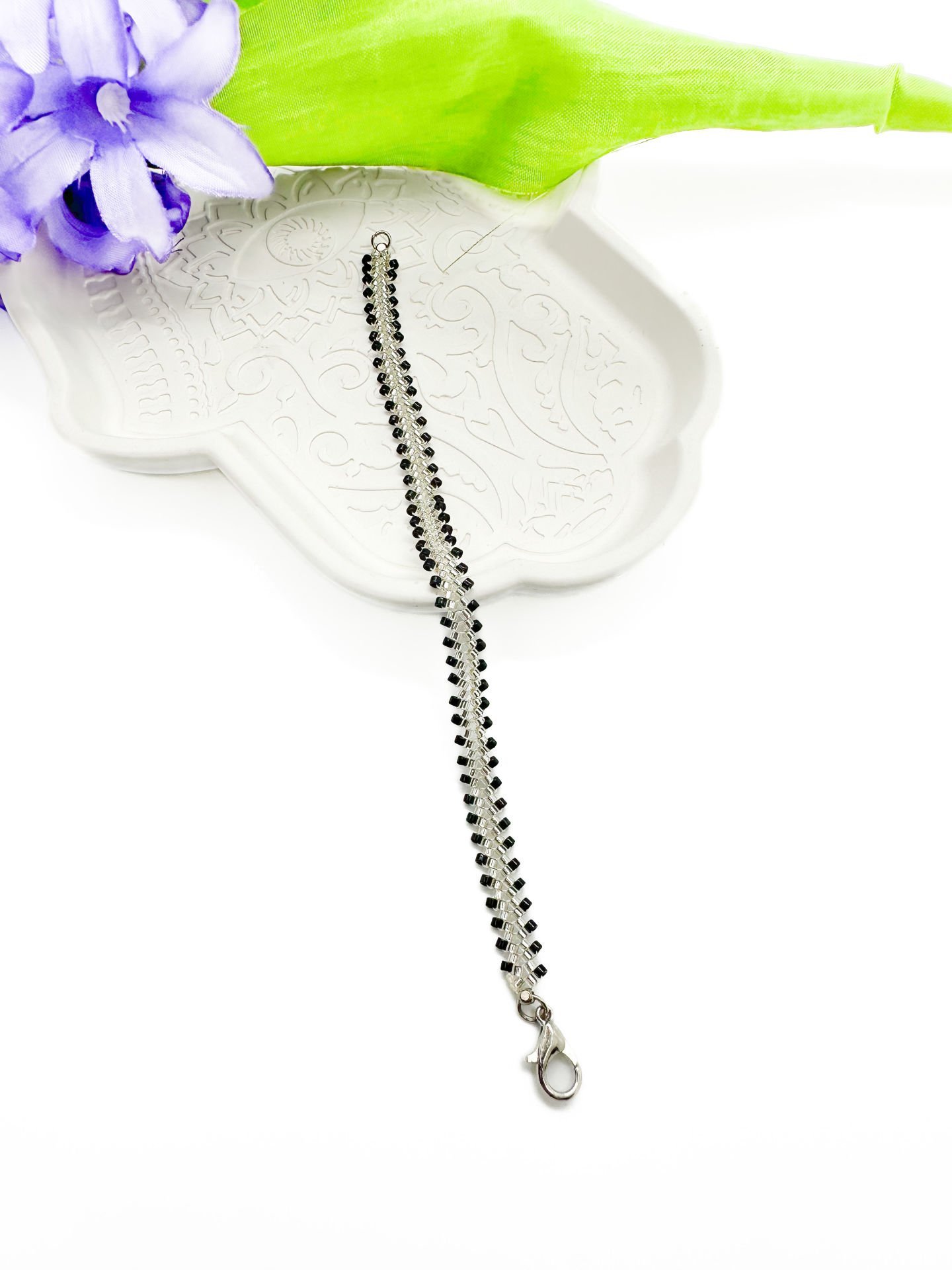 Siyah Gümüş Miyuki Bileklik