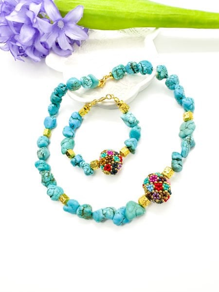 Turkuaz Doğal Taş Miyuki Kolye