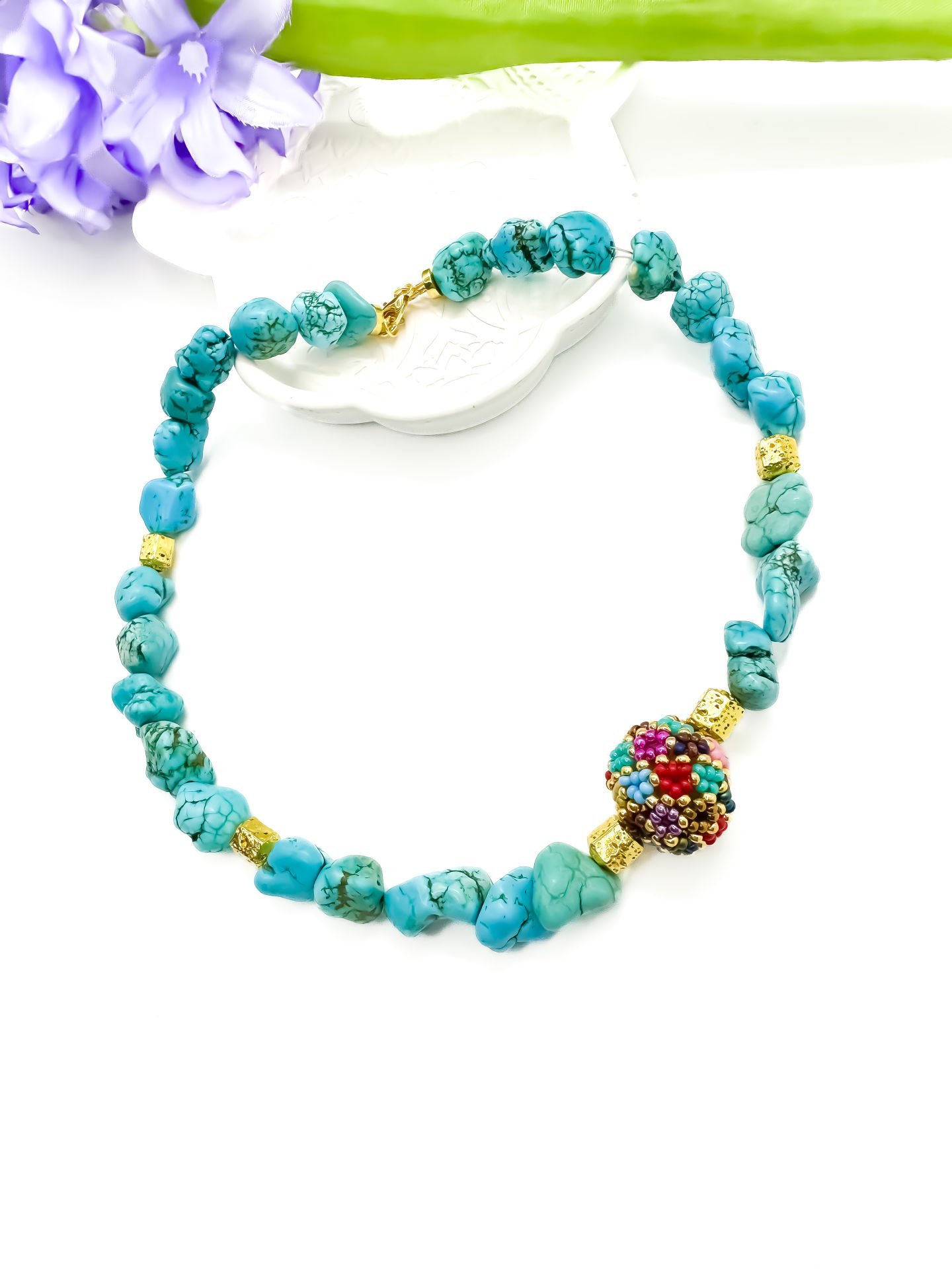 Turkuaz Doğal Taş Miyuki Kolye