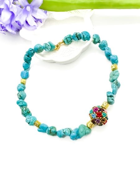 Turkuaz Doğal Taş Miyuki Kolye