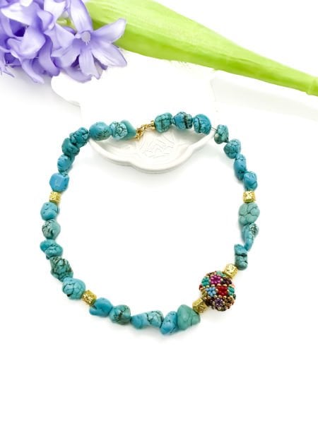 Turkuaz Doğal Taş Miyuki Kolye