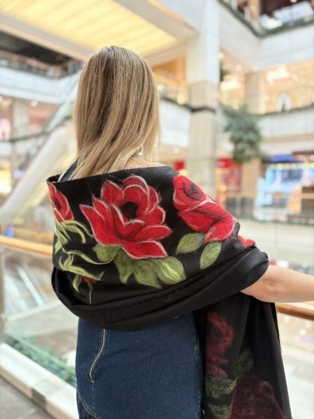 Gül Keçe Kaşmir Şal