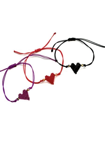 Kalp Miyuki Şans Bileklik (Kırmızı)