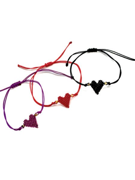 Kalp Miyuki Şans Bileklik (Kırmızı)