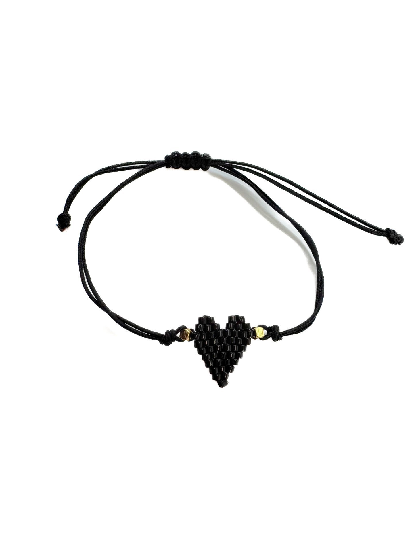 Kalp Miyuki Şans Bileklik  (Siyah)