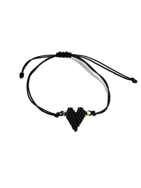 Kalp Miyuki Şans Bileklik  (Siyah)