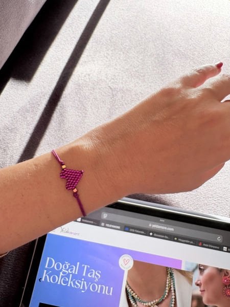 Kalp Miyuki Şans Bileklik (Mor)