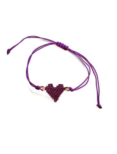 Kalp Miyuki Şans Bileklik (Mor)