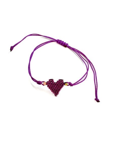 Kalp Miyuki Şans Bileklik (Mor)