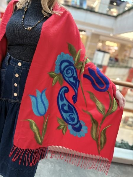 Kaşmir Çini Desen Keçe Şal