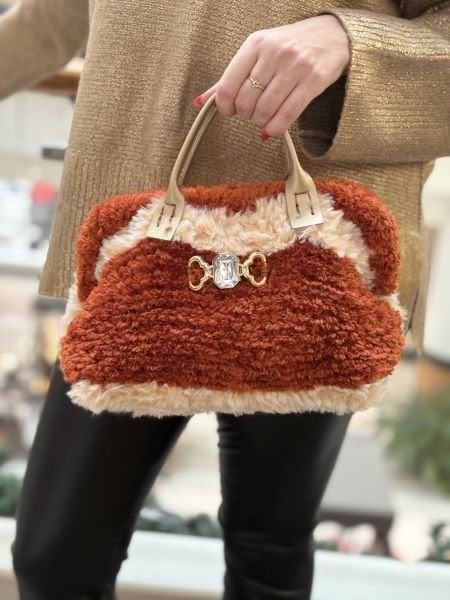 Peluş Taşlı Çanta