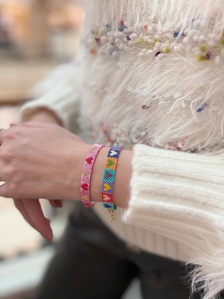 Kalp Miyuki Bileklik (pembe-kırmızı)