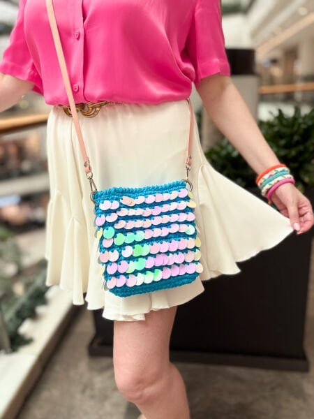 Pullu Mavi Tasarım Çanta