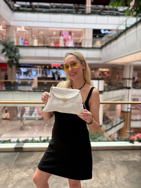 Yusufçuk Örgü Çanta (Beyaz)