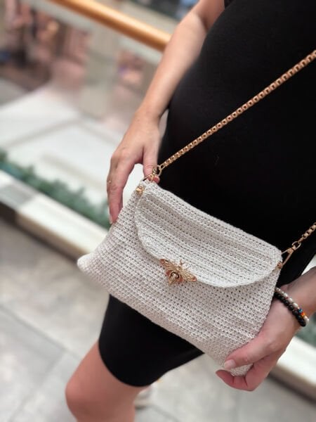 Yusufçuk Örgü Çanta (Beyaz)