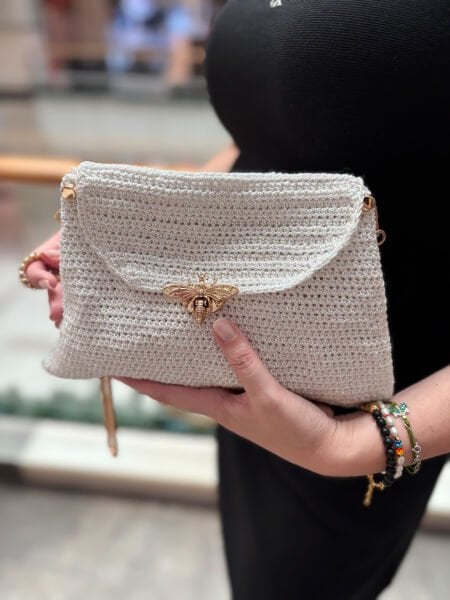 Yusufçuk Örgü Çanta (Beyaz)