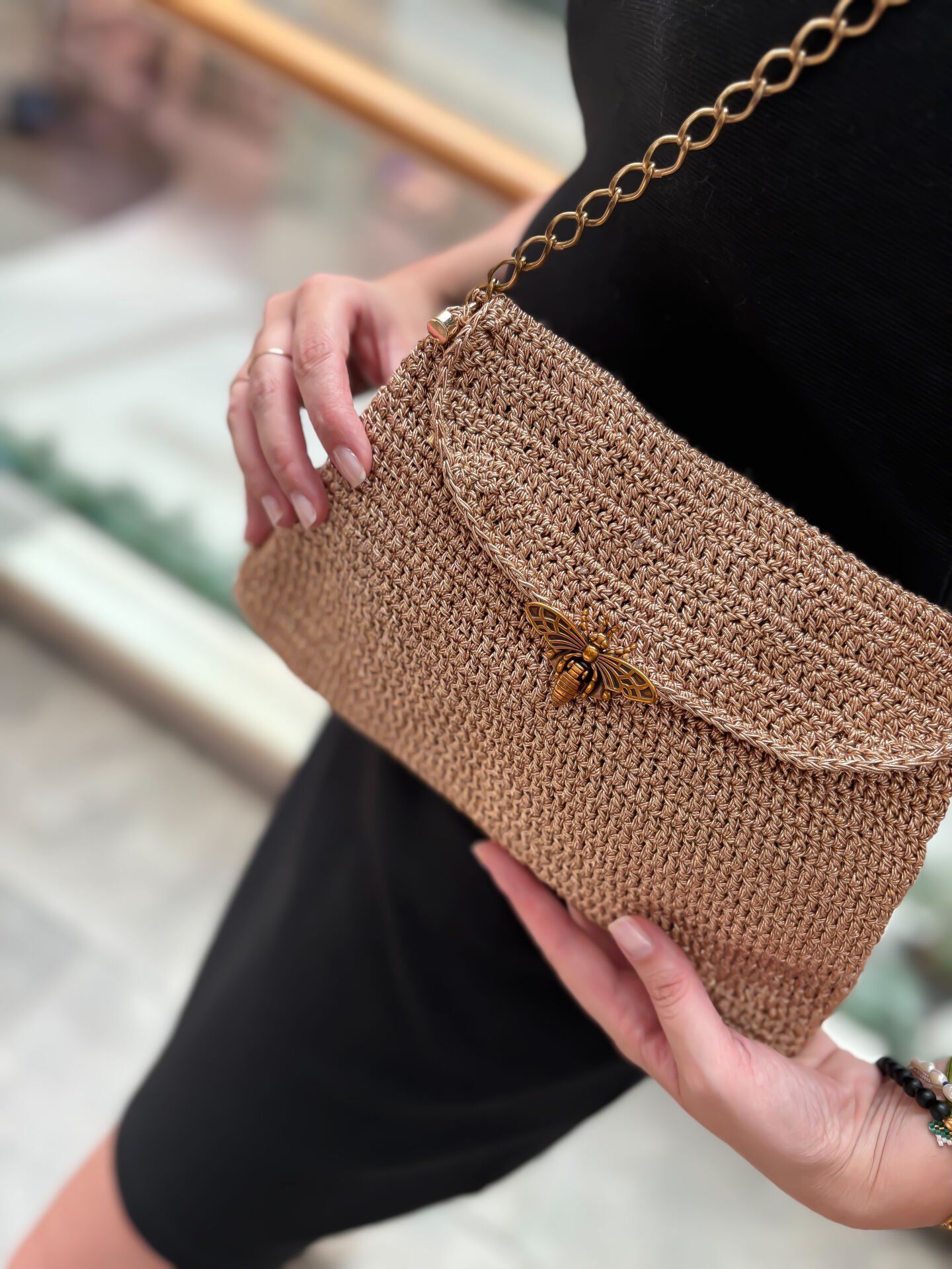 Yusufçuk Örgü Çanta (Gold)