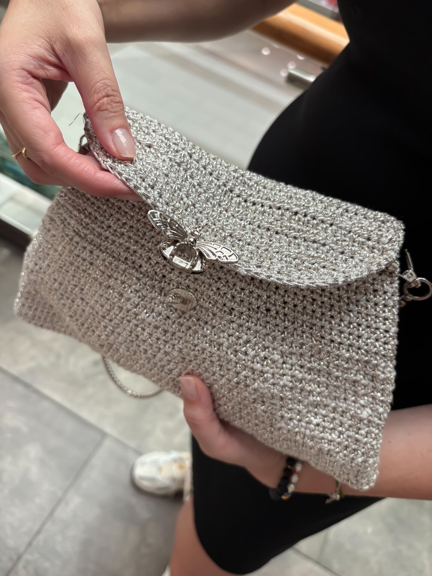 Yusufçuk Örgü Çanta (Gümüş)