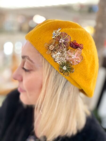 Luna Özel Tasarım Bere (Sarı)