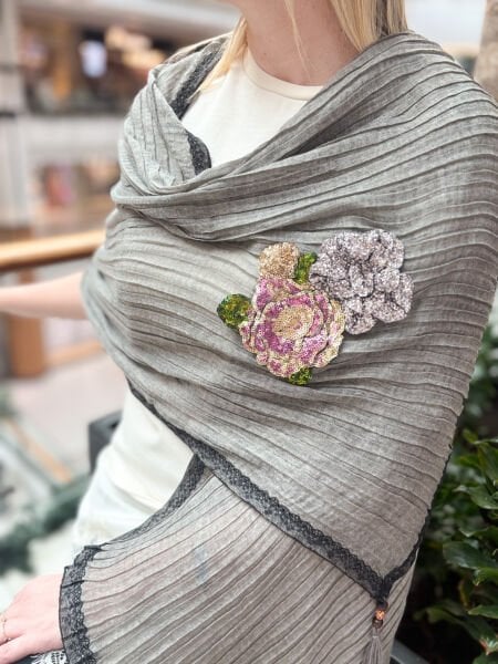 Özel Tasarım Nakış İşleme Şal (gri)